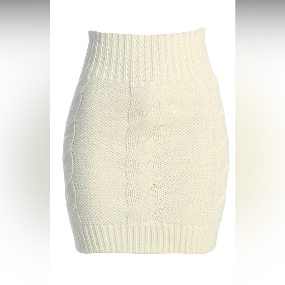 JLUXLABEL-NWT-SMALL- IVORY EMPIRE WAIST CABLE KNIT SKIRT - Picture 8 of 8